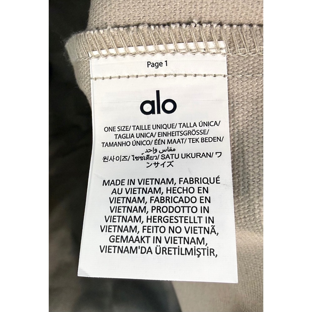 Alo Yoga Iconic Shopper Tote in Grey Tie-Dye Black Logo Oversized Cotton Canvas - Picture 8 of 9